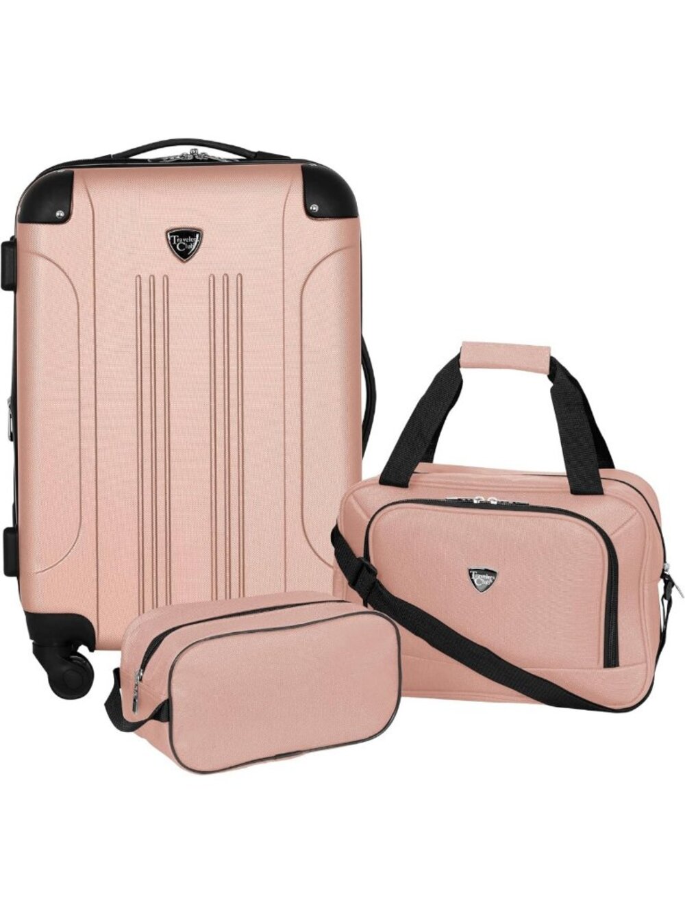 Expandable Rose Gold Hardside Spinner Luggage Set - 3 Piece Travel Suitcase Set